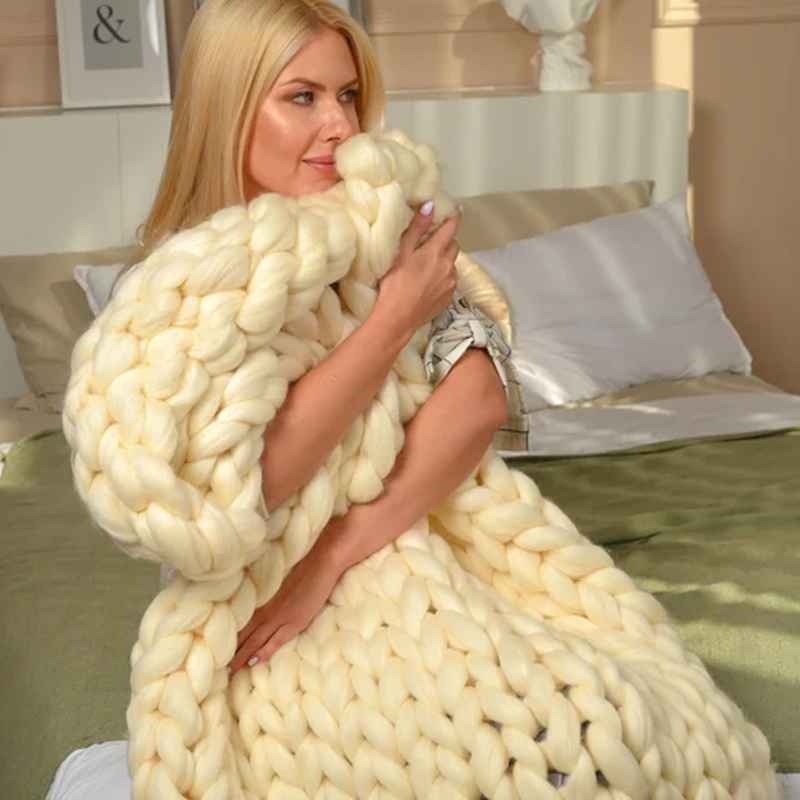 Handmade Chunky Knit Blanket - Metfine
