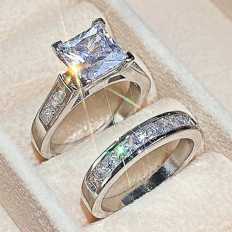 2CT 925 Sterling Silver Bridal Ring Sets Princess Cut CZ Engagement Rings promise rings for her wedding bands for Women Size 5-10