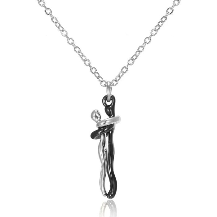 Hug Couple Necklace S925 Sterling Silver Hugging Necklace Anniversary Jewelry for Him and Her,Lover Valentines day gift ﻿