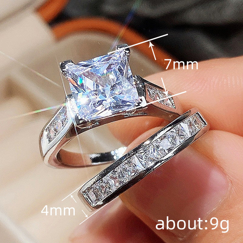 2CT 925 Sterling Silver Bridal Ring Sets Princess Cut CZ Engagement Rings promise rings for her wedding bands for Women Size 5-10