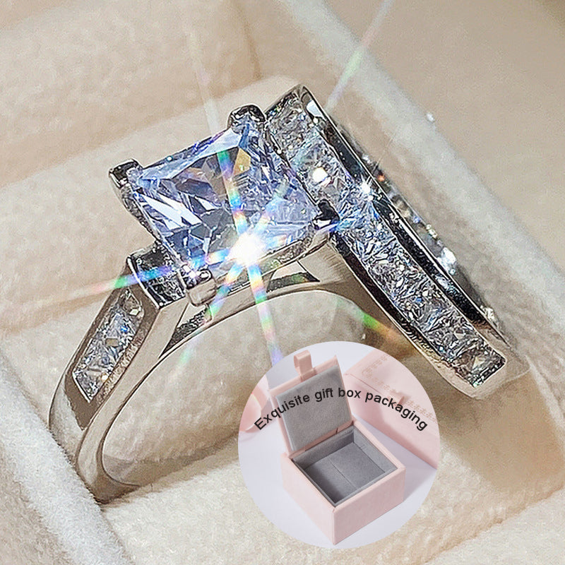 2CT 925 Sterling Silver Bridal Ring Sets Princess Cut CZ Engagement Rings promise rings for her wedding bands for Women Size 5-10