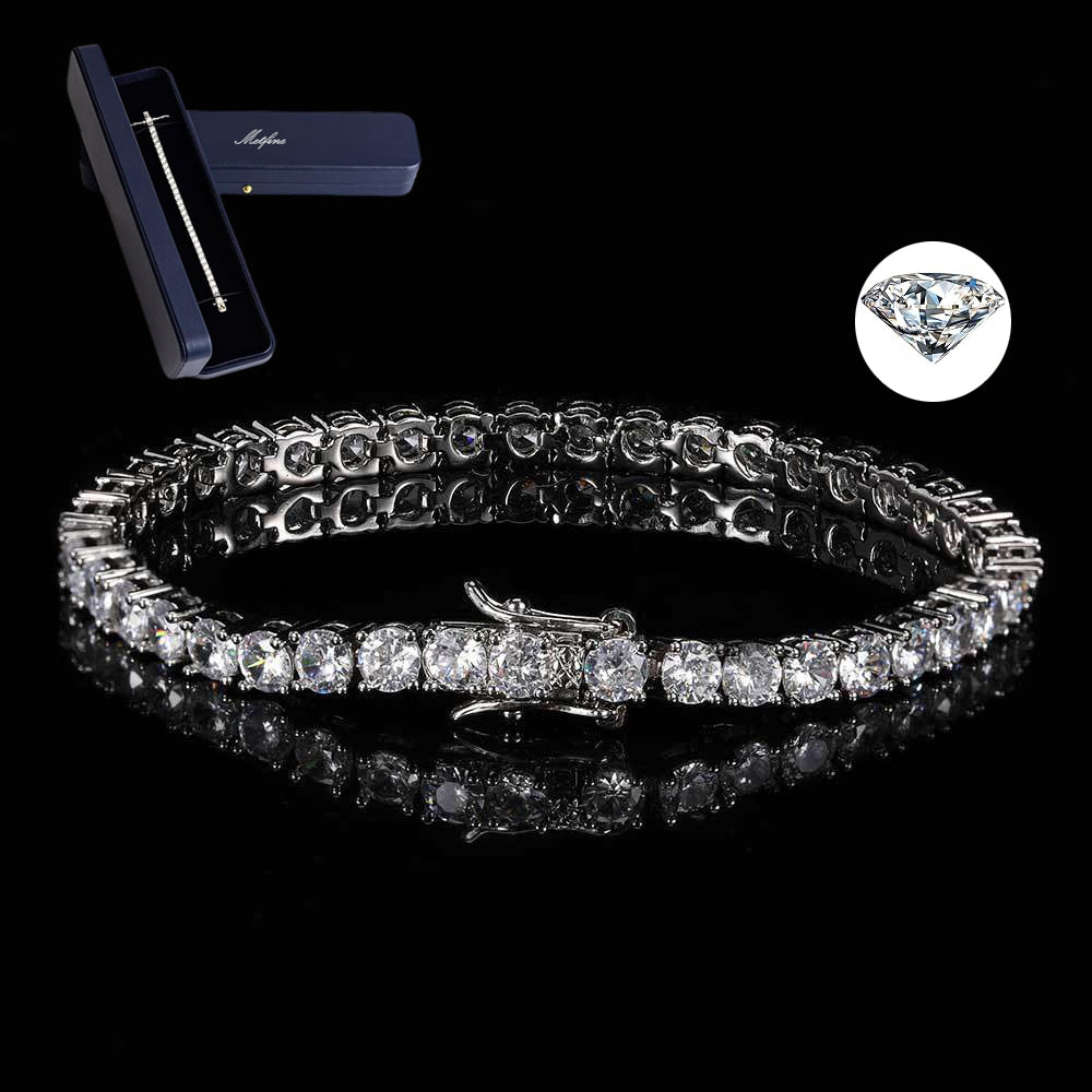 Sterling Silver Moissanite Tennis Bracelet, Charm Bracelet for Women Men ﻿