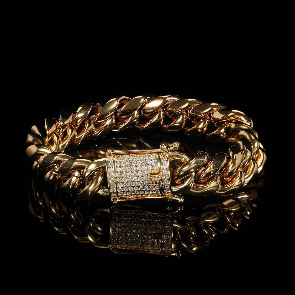 18K Gold Plated 12mm Miami Cuban Link Bracelet