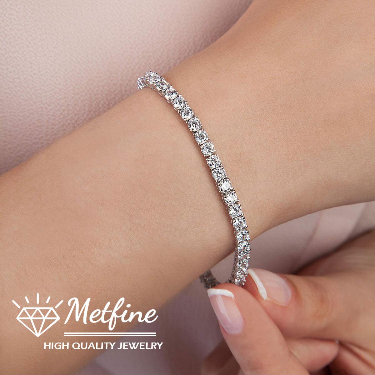 Metfine Sterling Silver Moissanite Tennis Bracelet, Charm Bracelet for Women Men ﻿