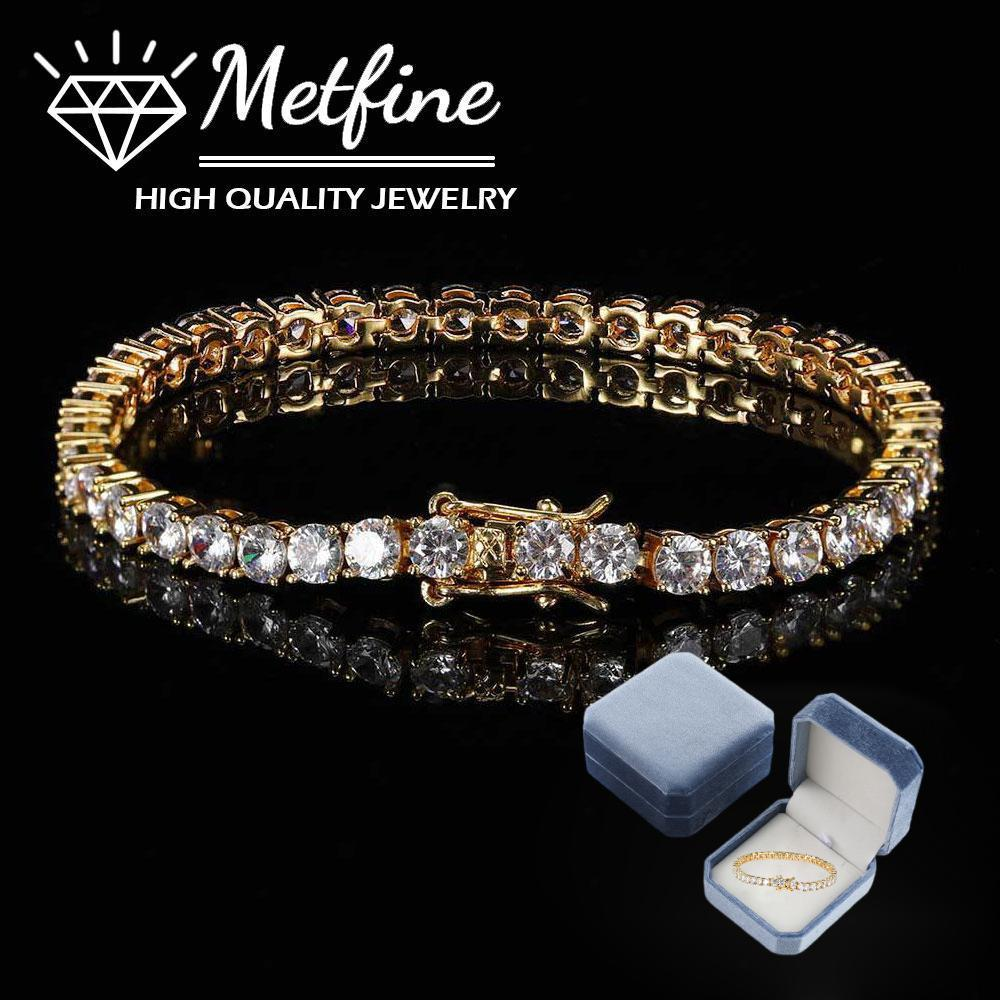 Metfine Sterling Silver Moissanite Tennis Bracelet, Charm Bracelet for Women Men ﻿