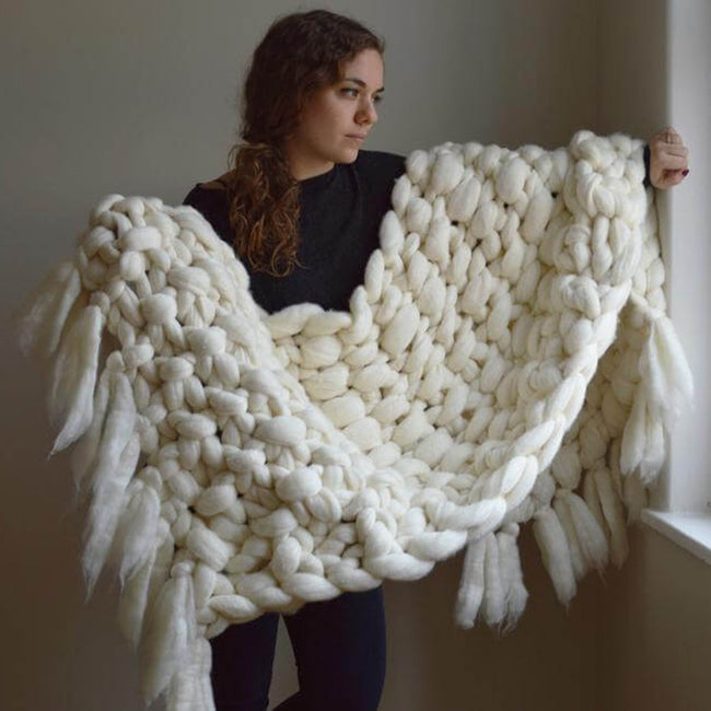 Chunky Knit Blanket - Throws with Tassels - Metfine