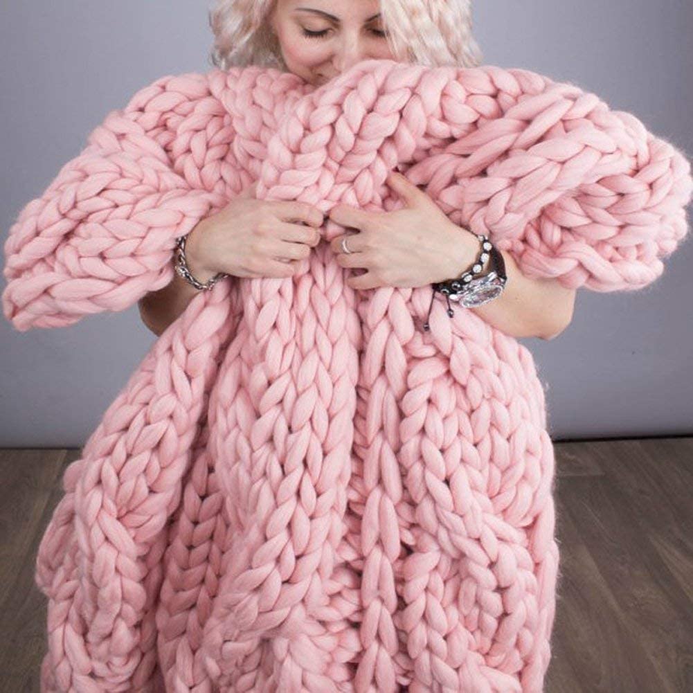 chunky yarn blanket | thick knit blanket - Metfine