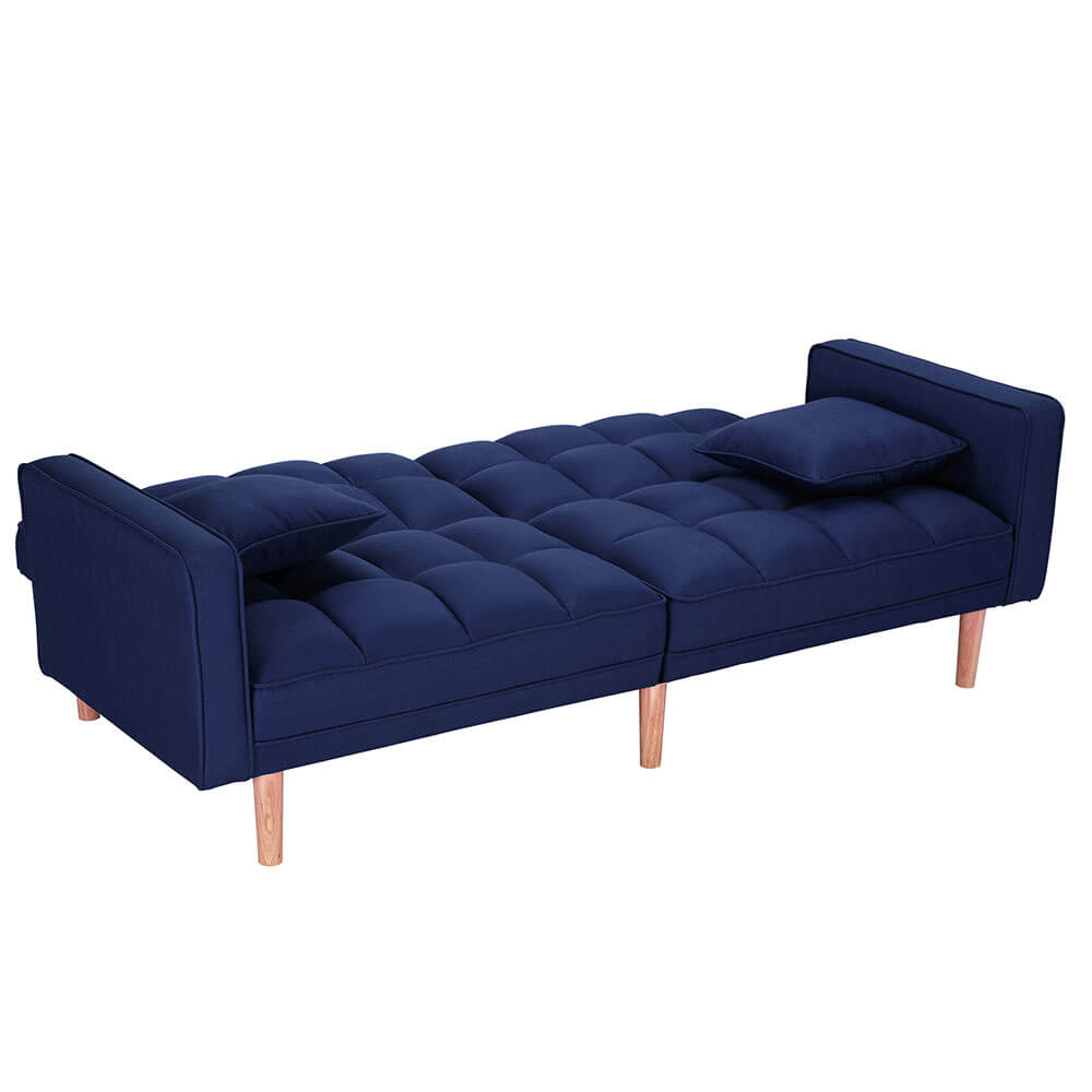 Modern Futon Couch Convertible Sleeper Sofa Bed With 2 Pillows
