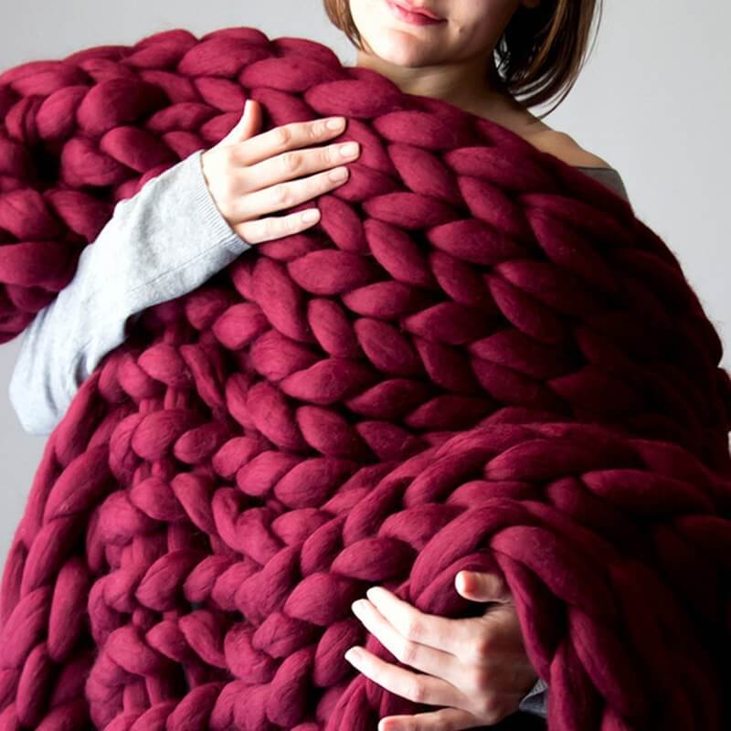 Christmas Gift - Chunky Knitted Blanket - Metfine