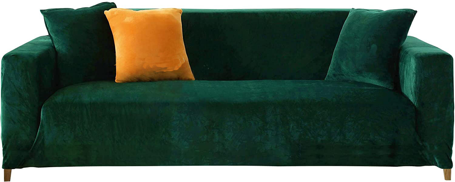 Stretch Sofa Slipcover, Soft Velvet Couch Sofa Cover Furniture Protector with Non Skid Foam and Elastic Bottom