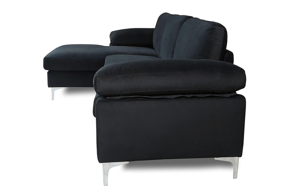 Modern Velvet Sectional Sofa, L-Shape Corner Couch