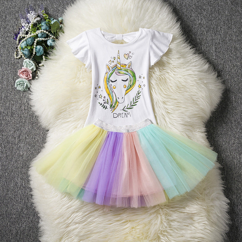 Dream Unicorn pattern Rainbow Dress - Metfine