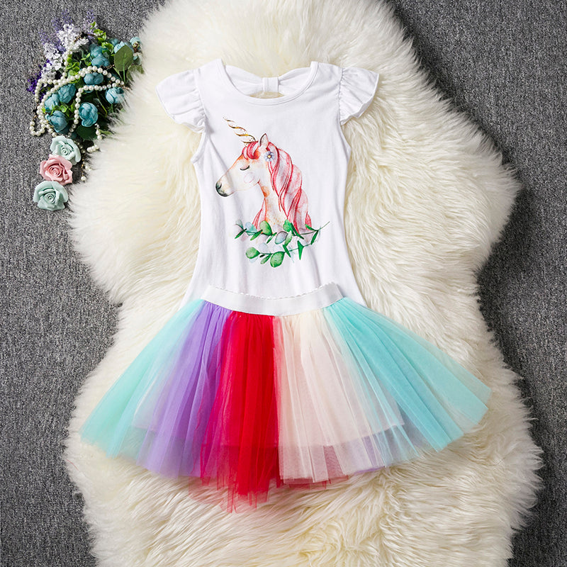 unicorn dress | unicorn party rainbow kids Dresses | girls princess dress - Metfine