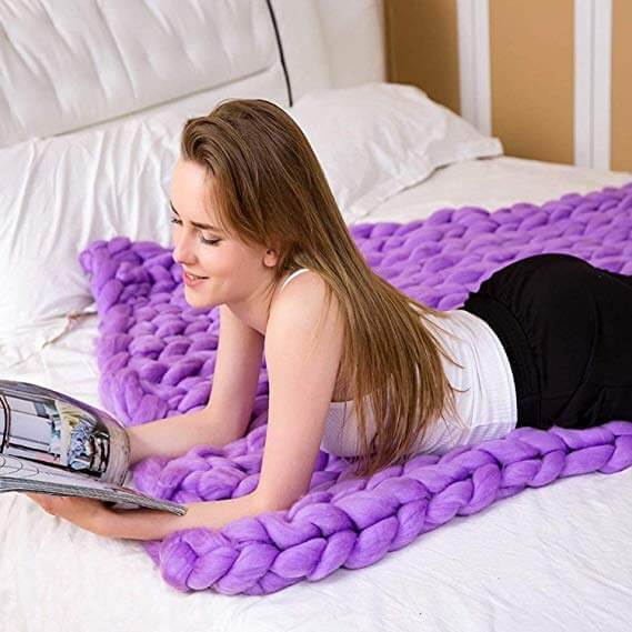 huge knit blanket | chunky blanket - Metfine