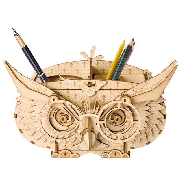 Wooden Owl Puzzle Animal&Building DIY 3D - Metfine