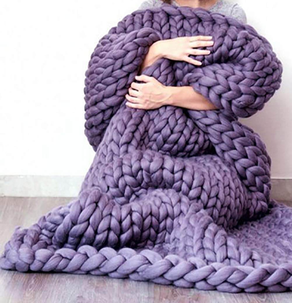 Chunky Knit Blanket - Christmas Present - Metfine